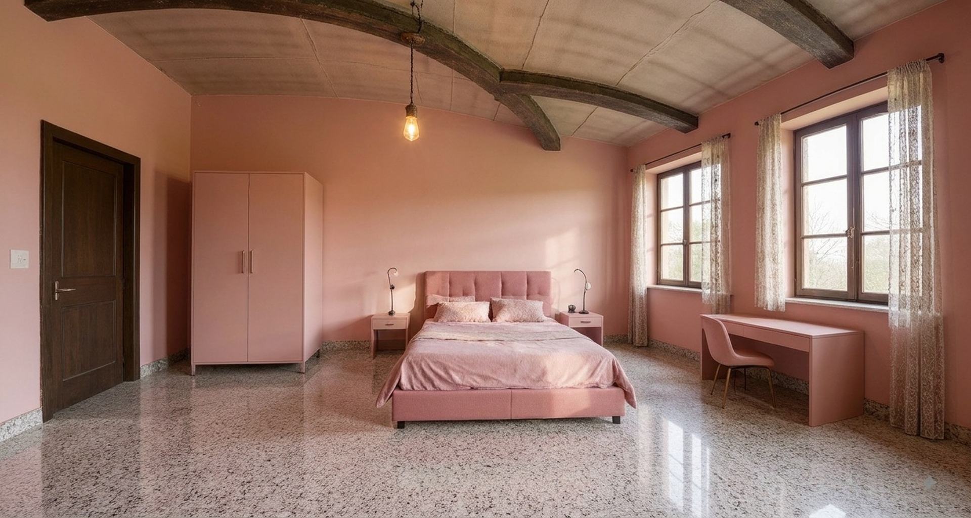 Rustic pink bedroom