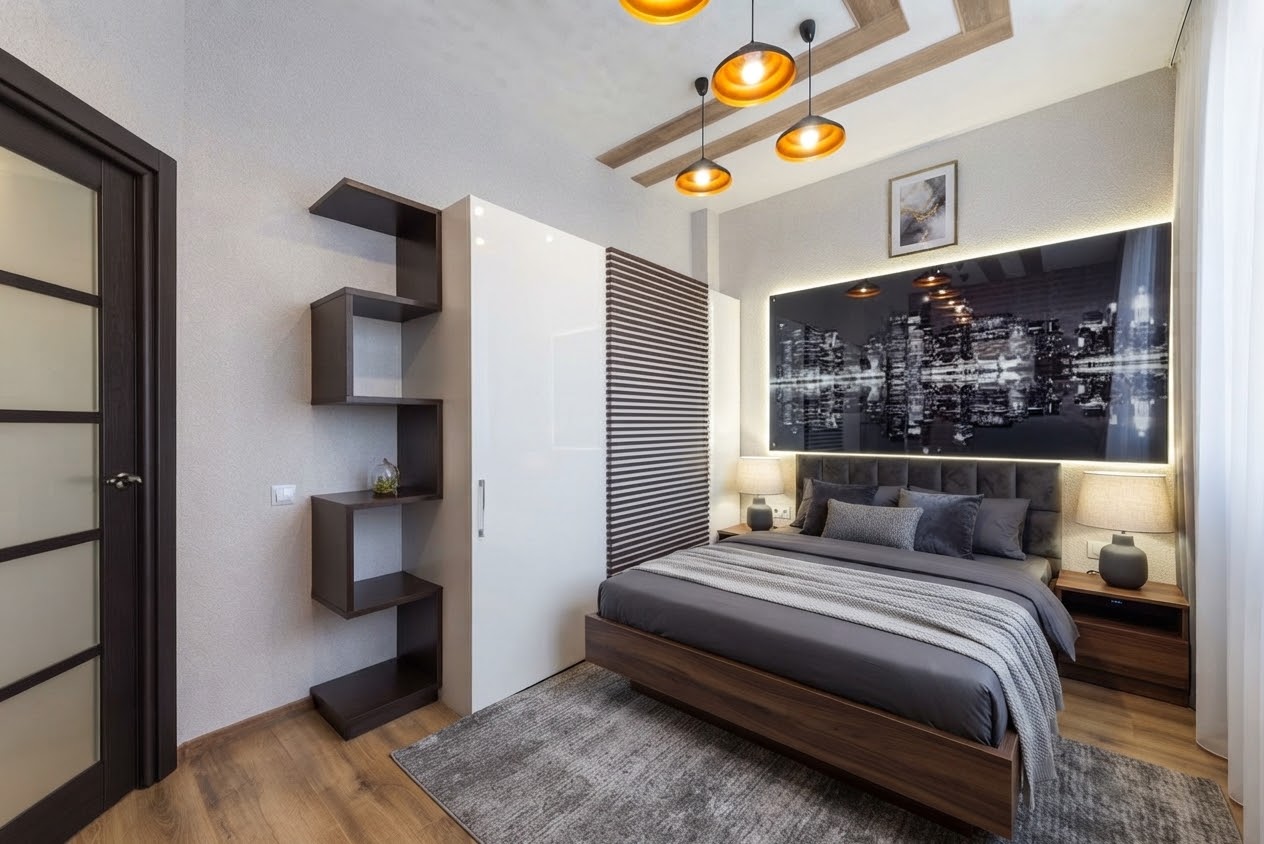 Warm industrial bedroom