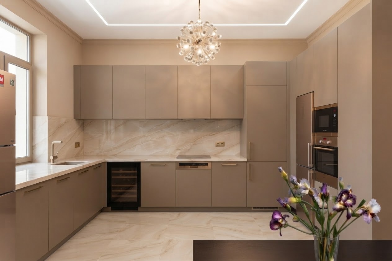 Beige marble kitchen