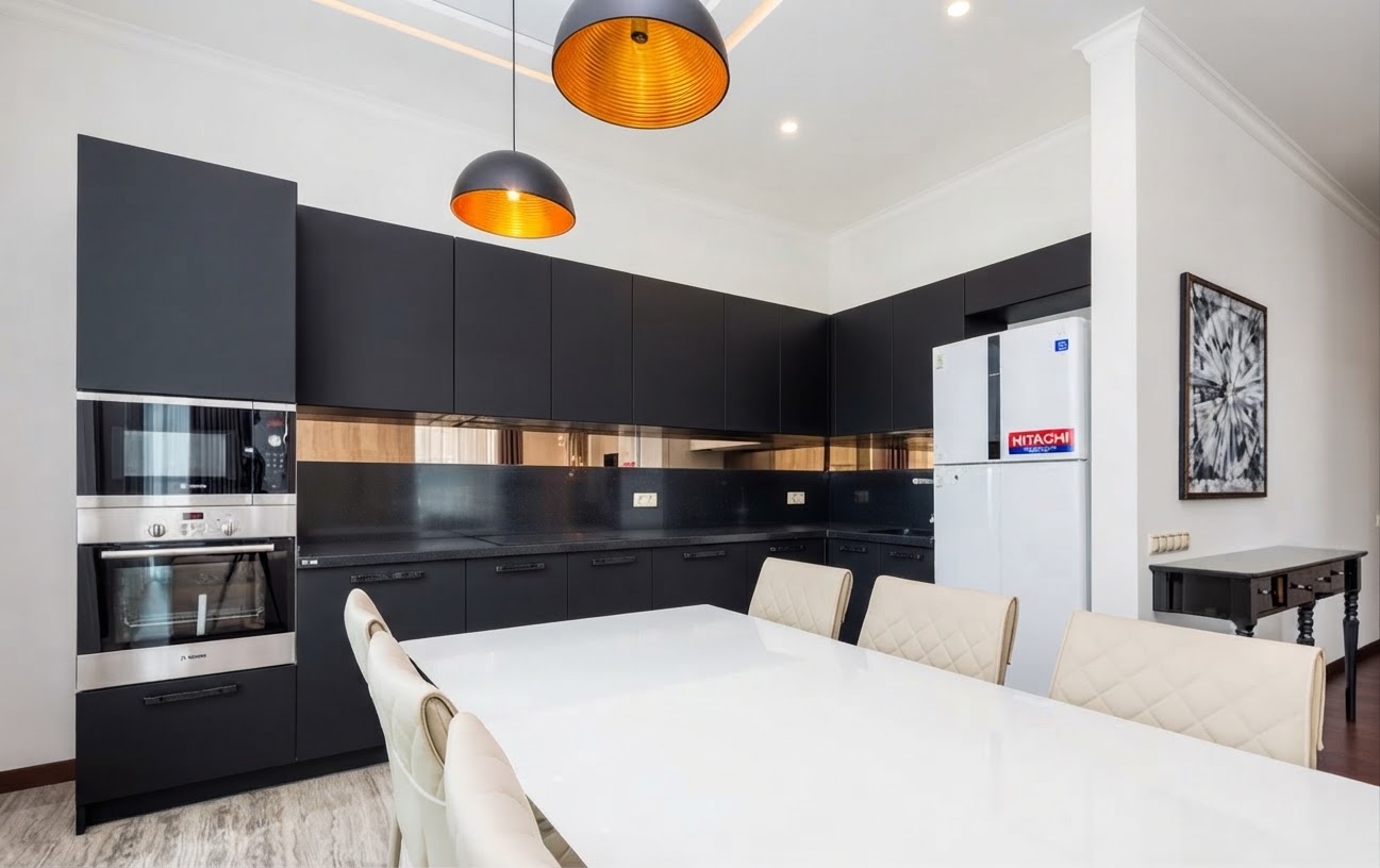 Black and gold kitchen