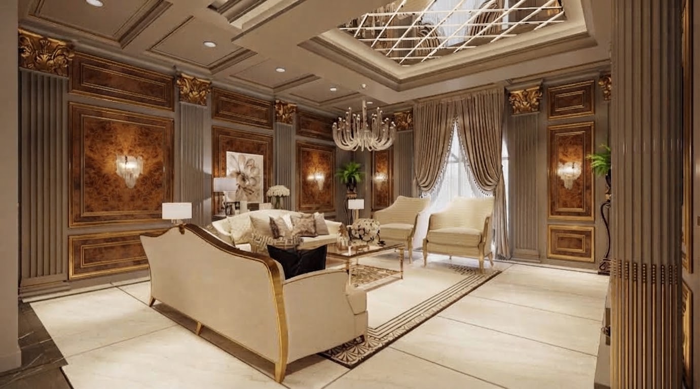 Gold classic luxury living room
